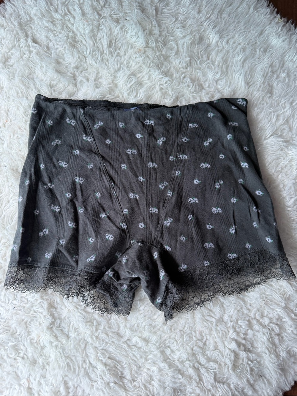 Aerie Black Floral Lace-Trim Boxer Briefs Sleep shorts XL 💐